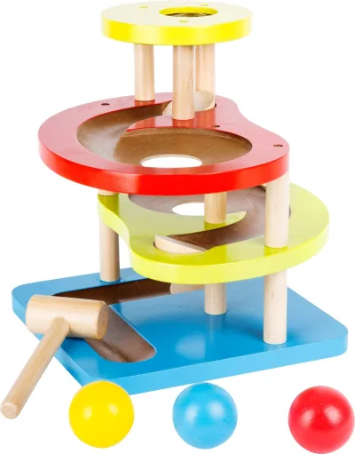 Marble run colorat din lemn
