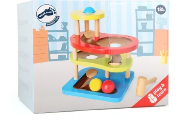 Marble run colorat din lemn