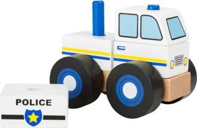Masinuta de politie din blocuri de lemn