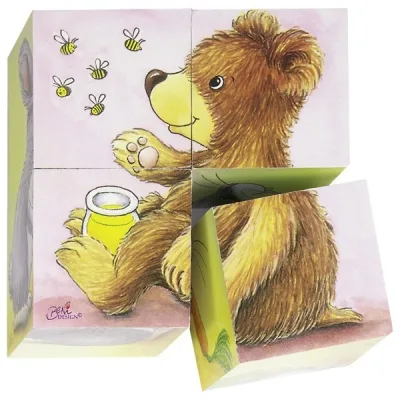 Puzzle cuburi pui de animale