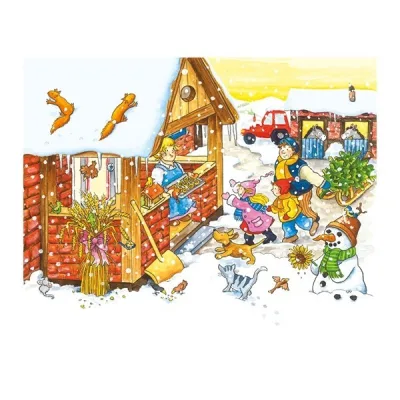 Puzzle din cuburi cu anotimpuri și fermă