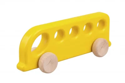 Autobuz de lemn galben