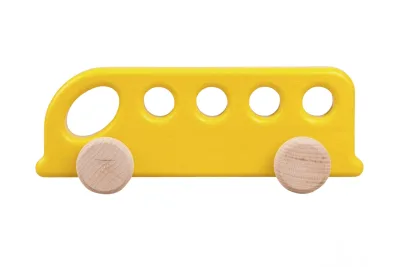 Autobuz de lemn galben