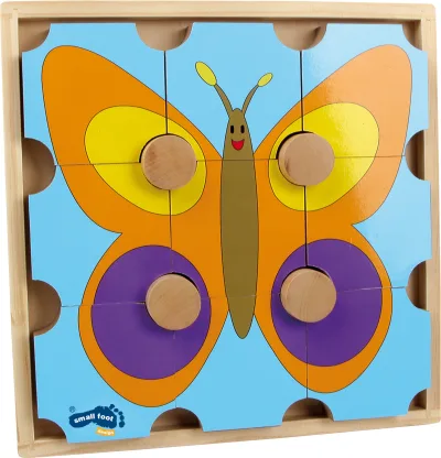 Puzzle de lemn, ursul si fluturele