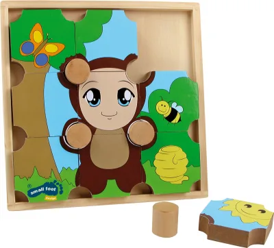 Puzzle de lemn, ursul și fluturele
