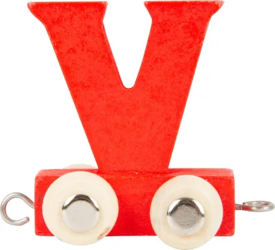Litere din lemn multicolor pentru trenulet - litera V
