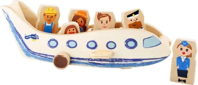 Avion din lemn cu figurine