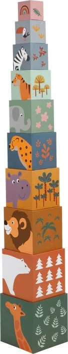 Turn Montessori de construit cu 10 piese din carton Safari