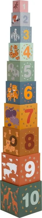 Turn Montessori de construit cu 10 piese din carton Safari