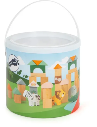 Set piese din lemn, Cuburi constructie Safari