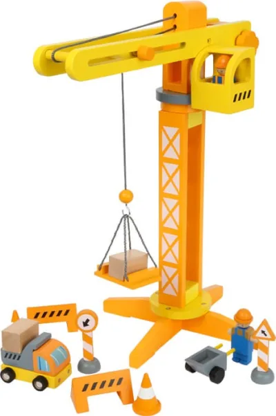 Jucarie din lemn Macara accesoriide constructie